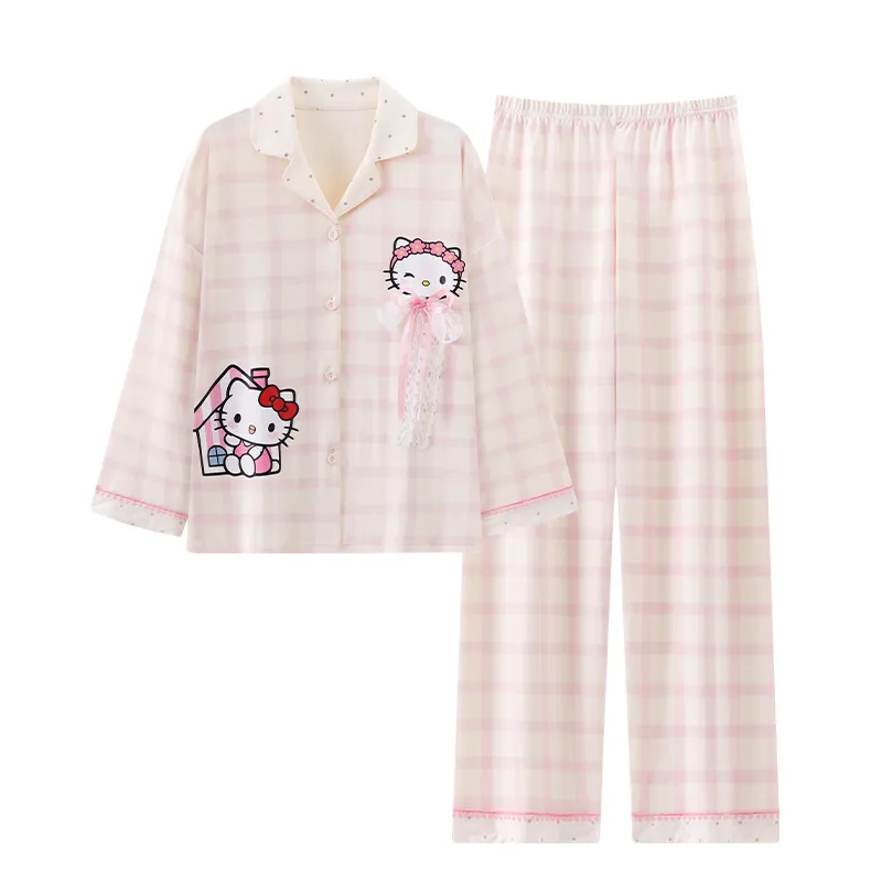 秋冬 ダブルロングストレッチ コットン風 カーディガン ラペル かわいい カートゥーン 少女 韓国ins風 パジャマ 女性 ルームウェア · 卸売 · OEM · 世界へ発送 - View 4