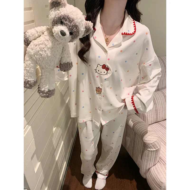 秋冬 ダブルロングストレッチ コットン風 カーディガン ラペル かわいい カートゥーン 少女 韓国ins風 パジャマ 女性 ルームウェア · 卸売 · OEM · 世界へ発送 - Detail 1