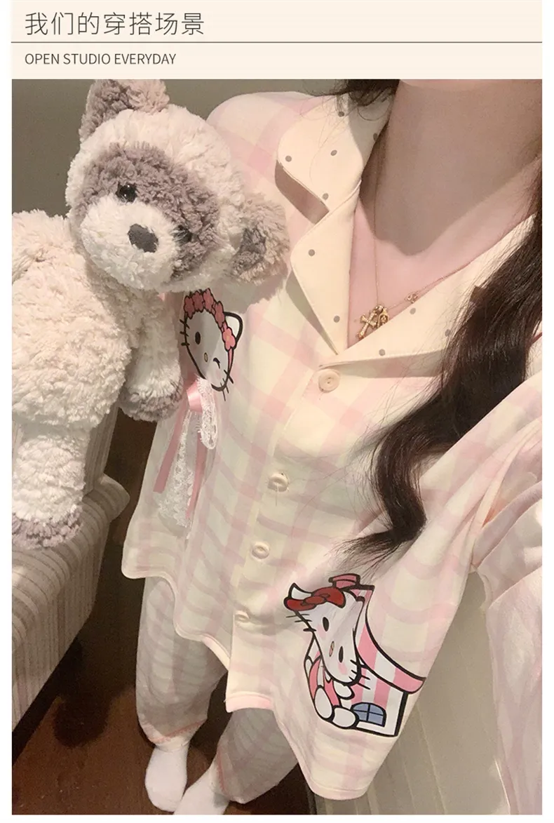 秋冬 ダブルロングストレッチ コットン風 カーディガン ラペル かわいい カートゥーン 少女 韓国ins風 パジャマ 女性 ルームウェア · 卸売 · OEM · 世界へ発送 - Detail 9
