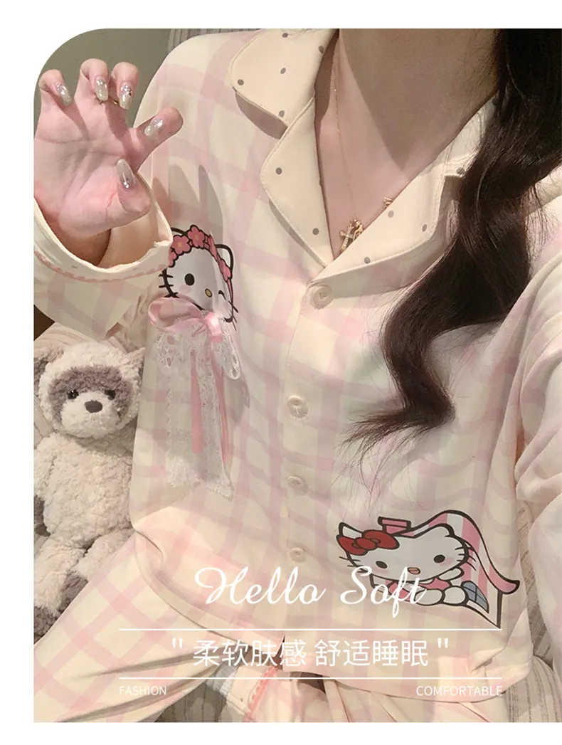 秋冬 ダブルロングストレッチ コットン風 カーディガン ラペル かわいい カートゥーン 少女 韓国ins風 パジャマ 女性 ルームウェア · 卸売 · OEM · 世界へ発送 - Detail 2