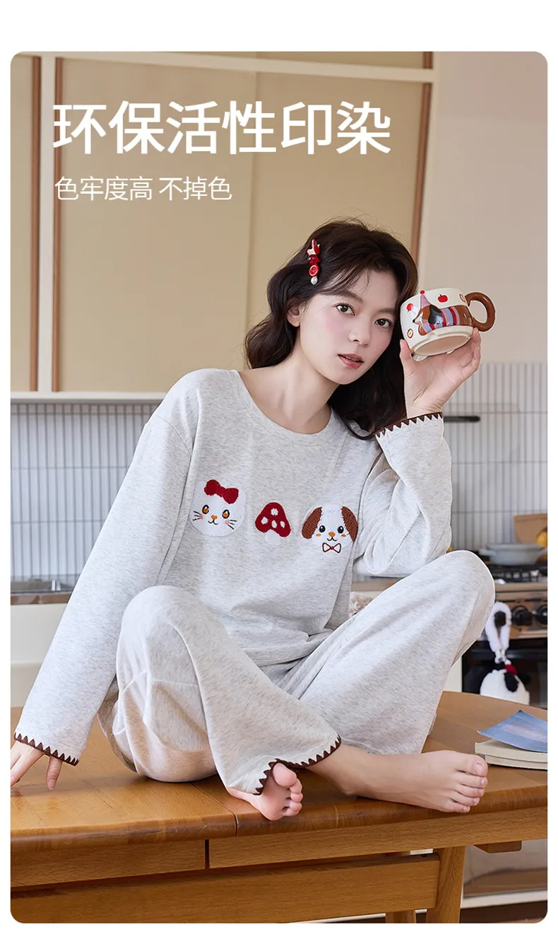 Cashmere Silk Pajamas Women Winter New Thickened Warm Long Sleeve Cartoon Girl Outer Wear Homewear Set · Wholesale · OEM · Worldwide Shipping - Detail 15