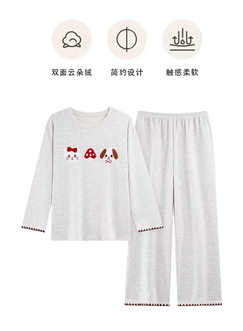 Cashmere Silk Pajamas Women Winter New Thickened Warm Long Sleeve Cartoon Girl Outer Wear Homewear Set · Wholesale · OEM · Worldwide Shipping - Detail 8