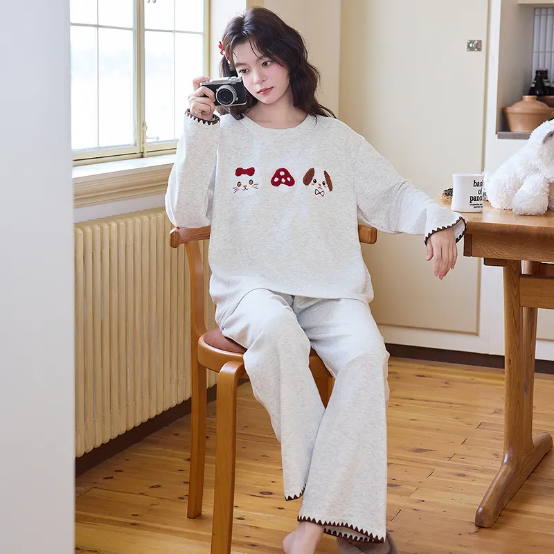 Cashmere Silk Pajamas Women Winter New Thickened Warm Long Sleeve Cartoon Girl Outer Wear Homewear Set · Wholesale · OEM · Worldwide Shipping - View 1