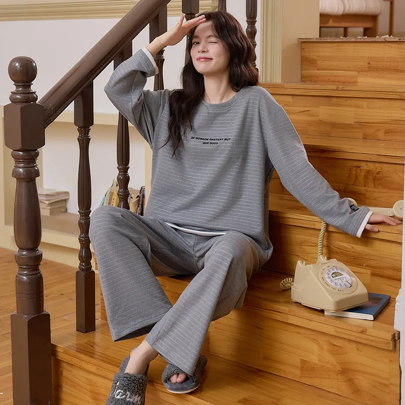 Cashmere Silk Pajamas Women Winter New Thickened Warm Long Sleeve Cartoon Girl Outer Wear Homewear Set · Wholesale · OEM · Worldwide Shipping - Detail 2