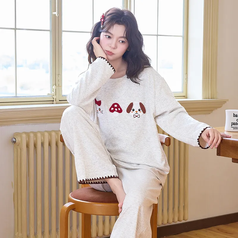 Cashmere Silk Pajamas Women Winter New Thickened Warm Long Sleeve Cartoon Girl Outer Wear Homewear Set · Wholesale · OEM · Worldwide Shipping - View 2