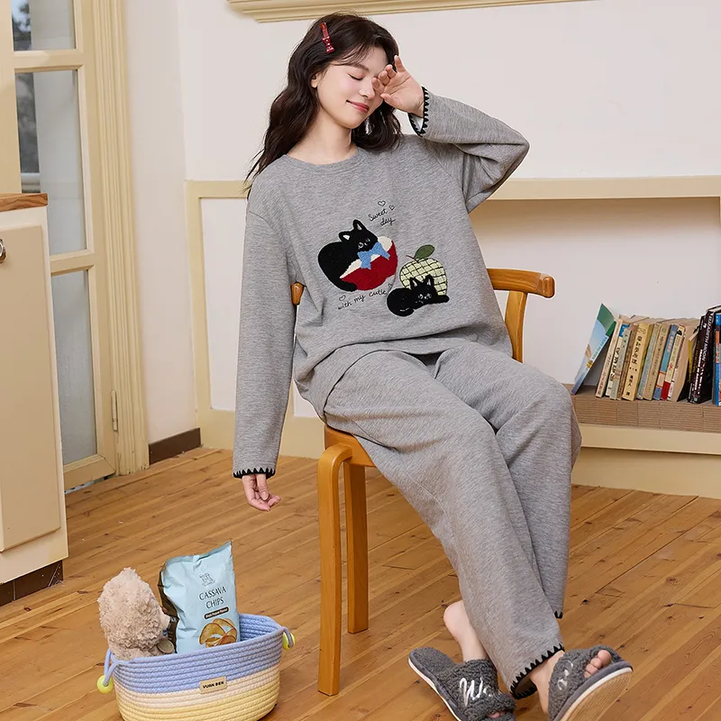 Cashmere Silk Pajamas Women Winter New Thickened Warm Long Sleeve Cartoon Girl Outer Wear Homewear Set · Wholesale · OEM · Worldwide Shipping - Detail 6