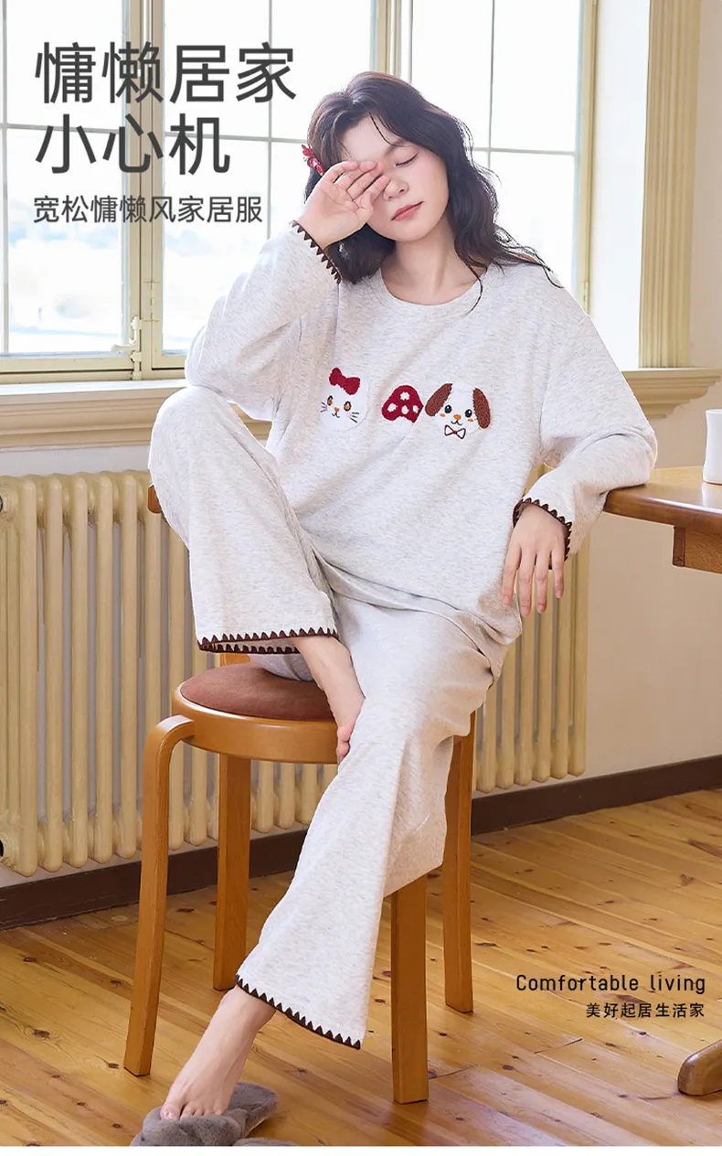 Cashmere Silk Pajamas Women Winter New Thickened Warm Long Sleeve Cartoon Girl Outer Wear Homewear Set · Wholesale · OEM · Worldwide Shipping - Detail 7