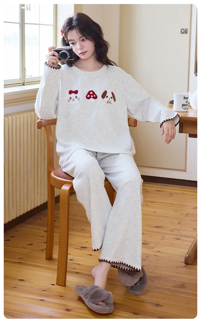 Cashmere Silk Pajamas Women Winter New Thickened Warm Long Sleeve Cartoon Girl Outer Wear Homewear Set · Wholesale · OEM · Worldwide Shipping - Detail 16