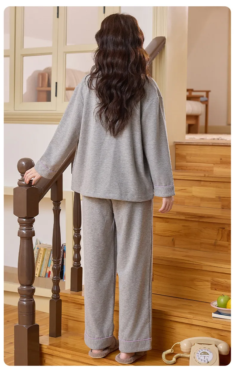 Cashmere Silk Pajamas Women Winter New Thickened Warm Long Sleeve Cardigan Cartoon Outer Wear Girl Homewear Set · Wholesale · OEM · Worldwide Shipping - Detail 18