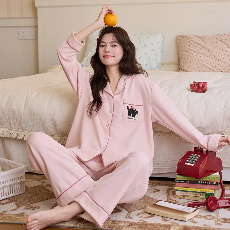 Cashmere Silk Pajamas Women Winter New Thickened Warm Long Sleeve Cardigan Cartoon Outer Wear Girl Homewear Set · Wholesale · OEM · Worldwide Shipping - Detail 5