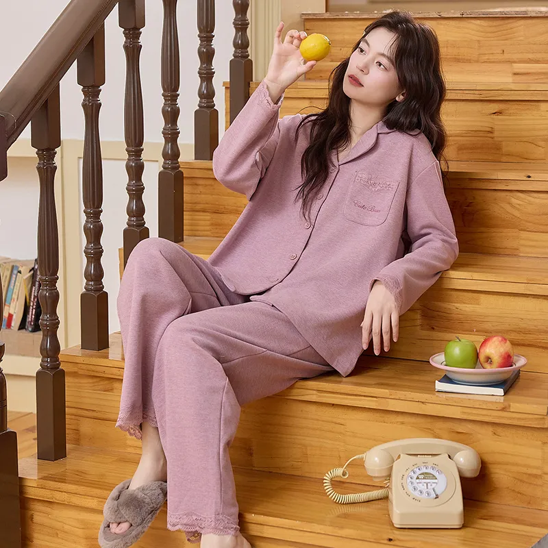 Cashmere Silk Pajamas Women Winter New Thickened Warm Long Sleeve Cardigan Cartoon Outer Wear Girl Homewear Set · Wholesale · OEM · Worldwide Shipping - Detail 2