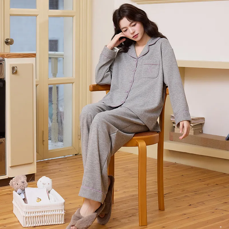 Cashmere Silk Pajamas Women Winter New Thickened Warm Long Sleeve Cardigan Cartoon Outer Wear Girl Homewear Set · Wholesale · OEM · Worldwide Shipping - View 3