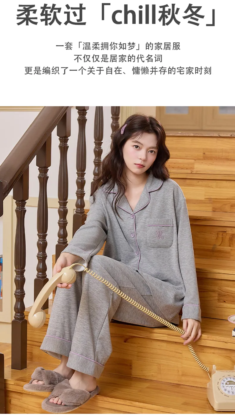 Cashmere Silk Pajamas Women Winter New Thickened Warm Long Sleeve Cardigan Cartoon Outer Wear Girl Homewear Set · Wholesale · OEM · Worldwide Shipping - Detail 9