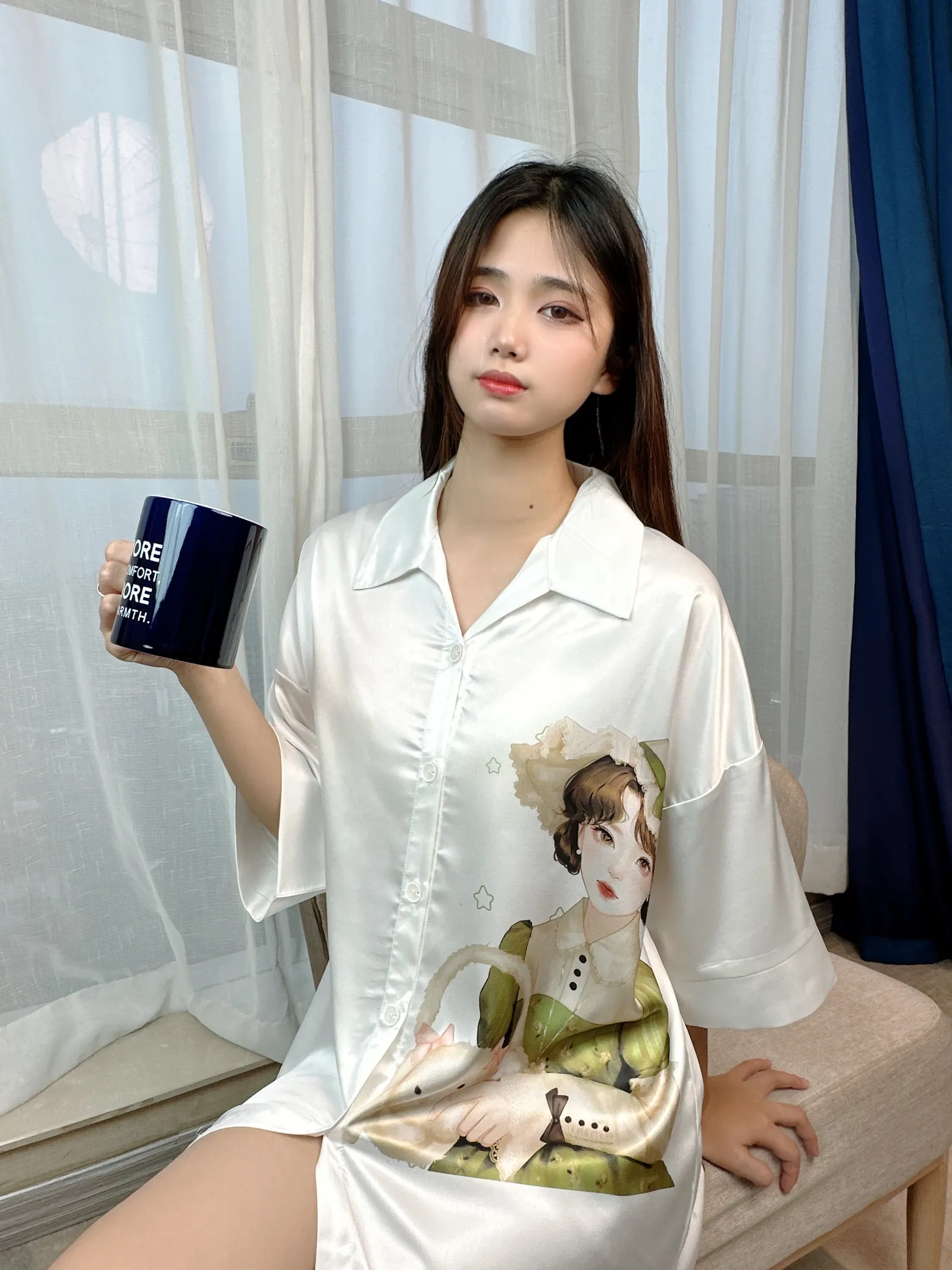 Europe & US Cross-Border Women's Second-Skin Ice Silk Nightgown, Light Luxury Midi Lounge Dress · Wholesale · OEM · Worldwide Shipping - Detail 11