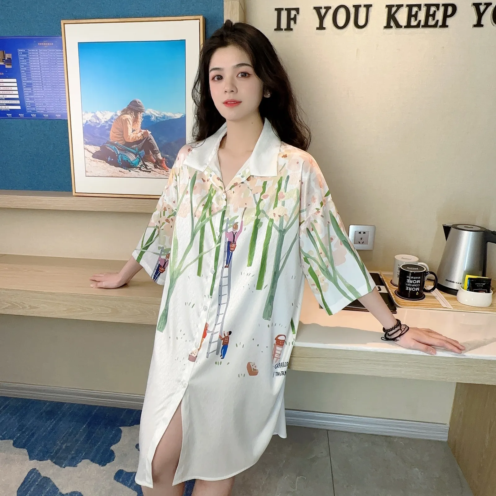 Europe & US Cross-Border Bestseller Women's Summer Ice Silk Nightgown, New Loose Premium Stylish Design · Wholesale · OEM · Worldwide Shipping - View 3