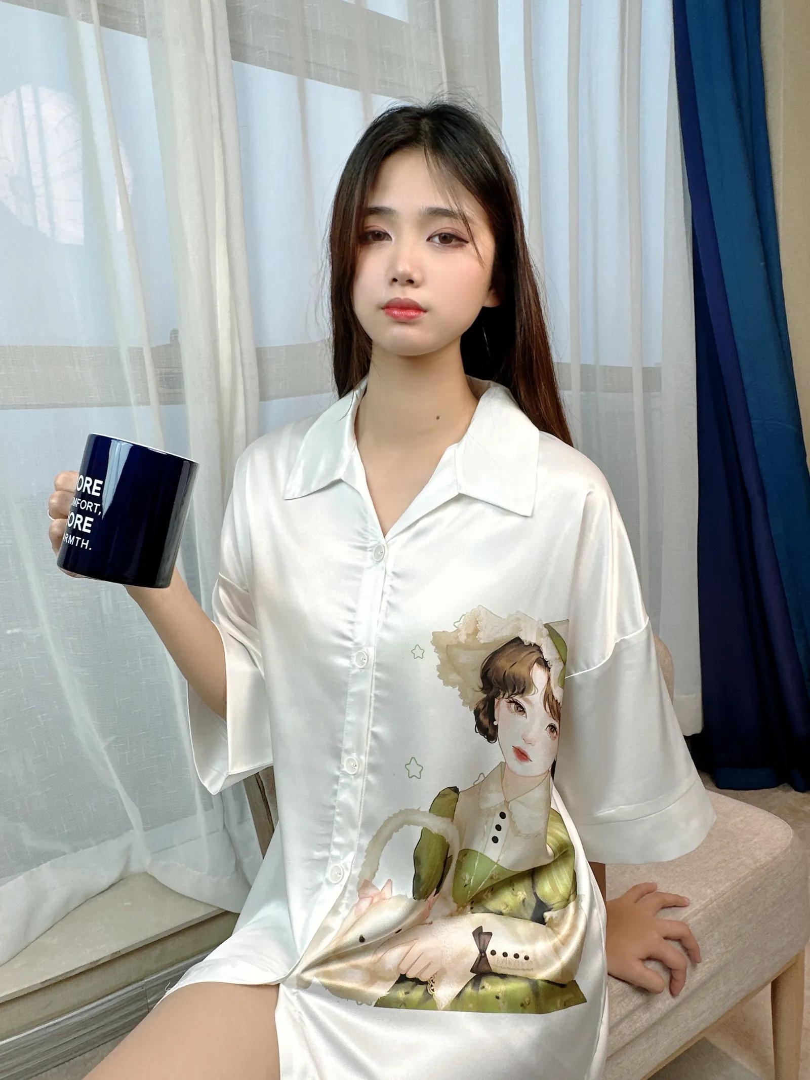 Europe & US Cross-Border Women's Second-Skin Ice Silk Nightgown, Light Luxury Midi Lounge Dress · Wholesale · OEM · Worldwide Shipping - Detail 22
