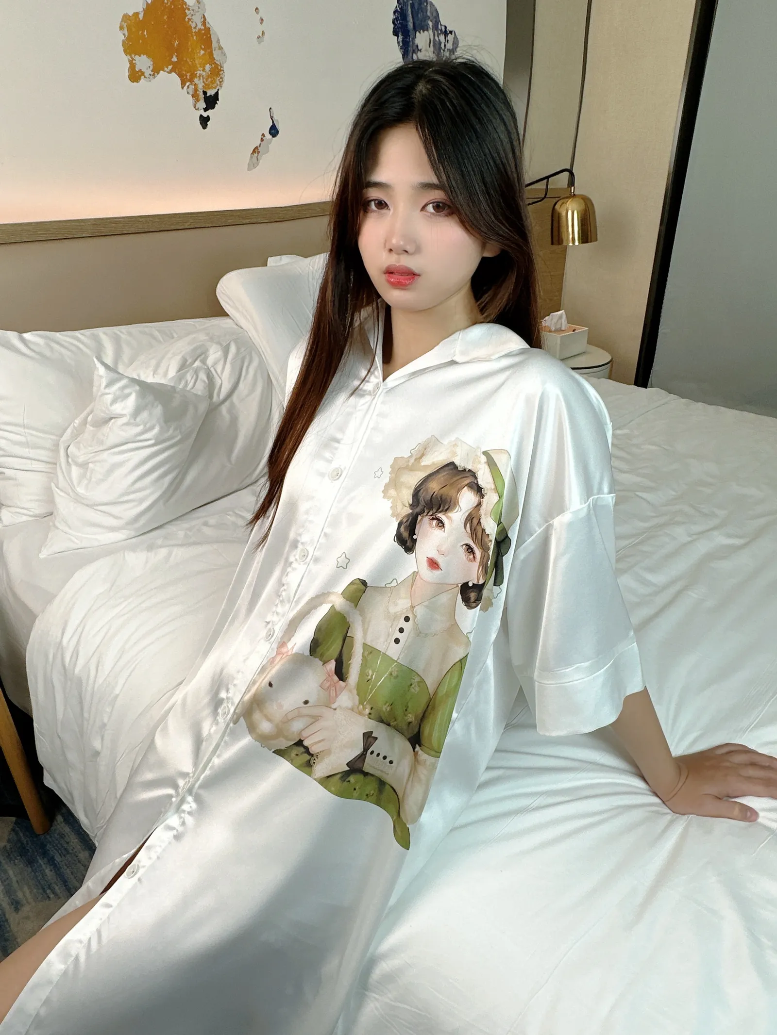 Europe & US Cross-Border Women's Second-Skin Ice Silk Nightgown, Light Luxury Midi Lounge Dress · Wholesale · OEM · Worldwide Shipping - Detail 15
