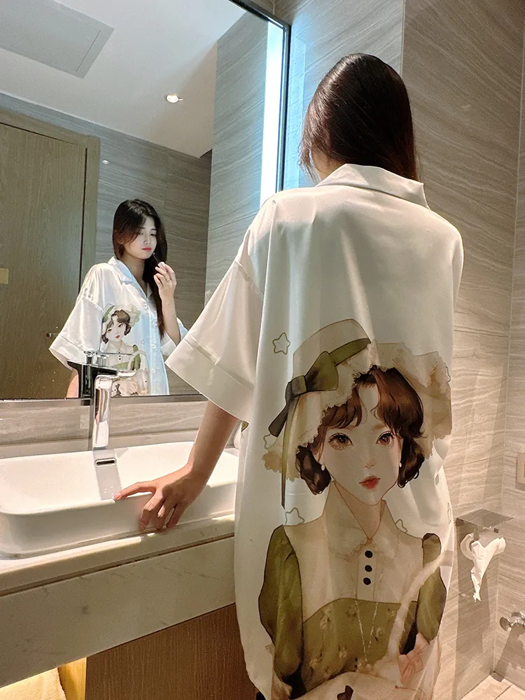 Europe & US Cross-Border Women's Second-Skin Ice Silk Nightgown, Light Luxury Midi Lounge Dress · Wholesale · OEM · Worldwide Shipping - Detail 23