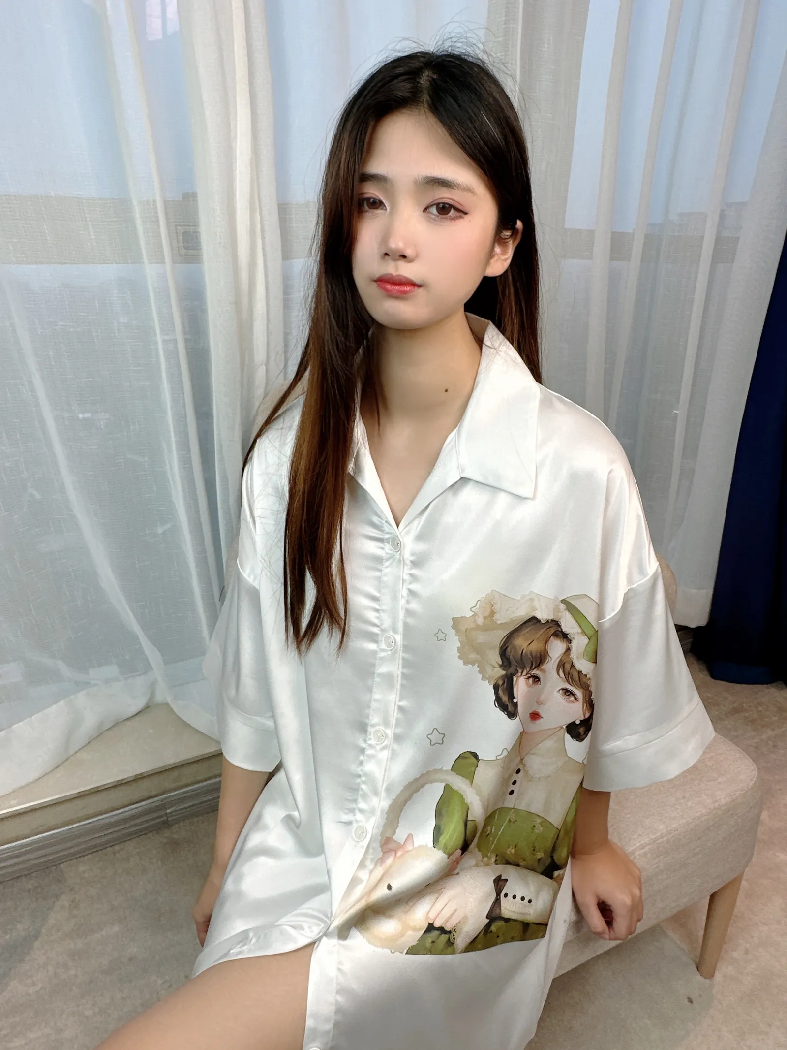 Europe & US Cross-Border Women's Second-Skin Ice Silk Nightgown, Light Luxury Midi Lounge Dress · Wholesale · OEM · Worldwide Shipping - Detail 6