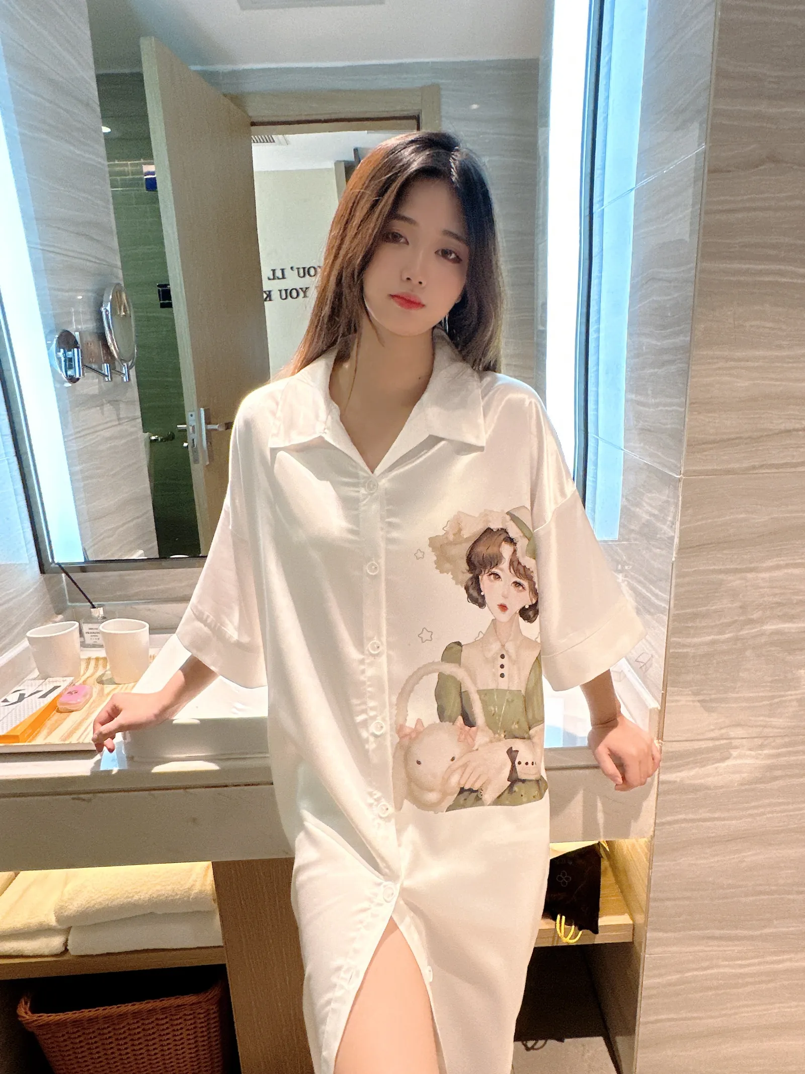 Europe & US Cross-Border Women's Second-Skin Ice Silk Nightgown, Light Luxury Midi Lounge Dress · Wholesale · OEM · Worldwide Shipping - Detail 16