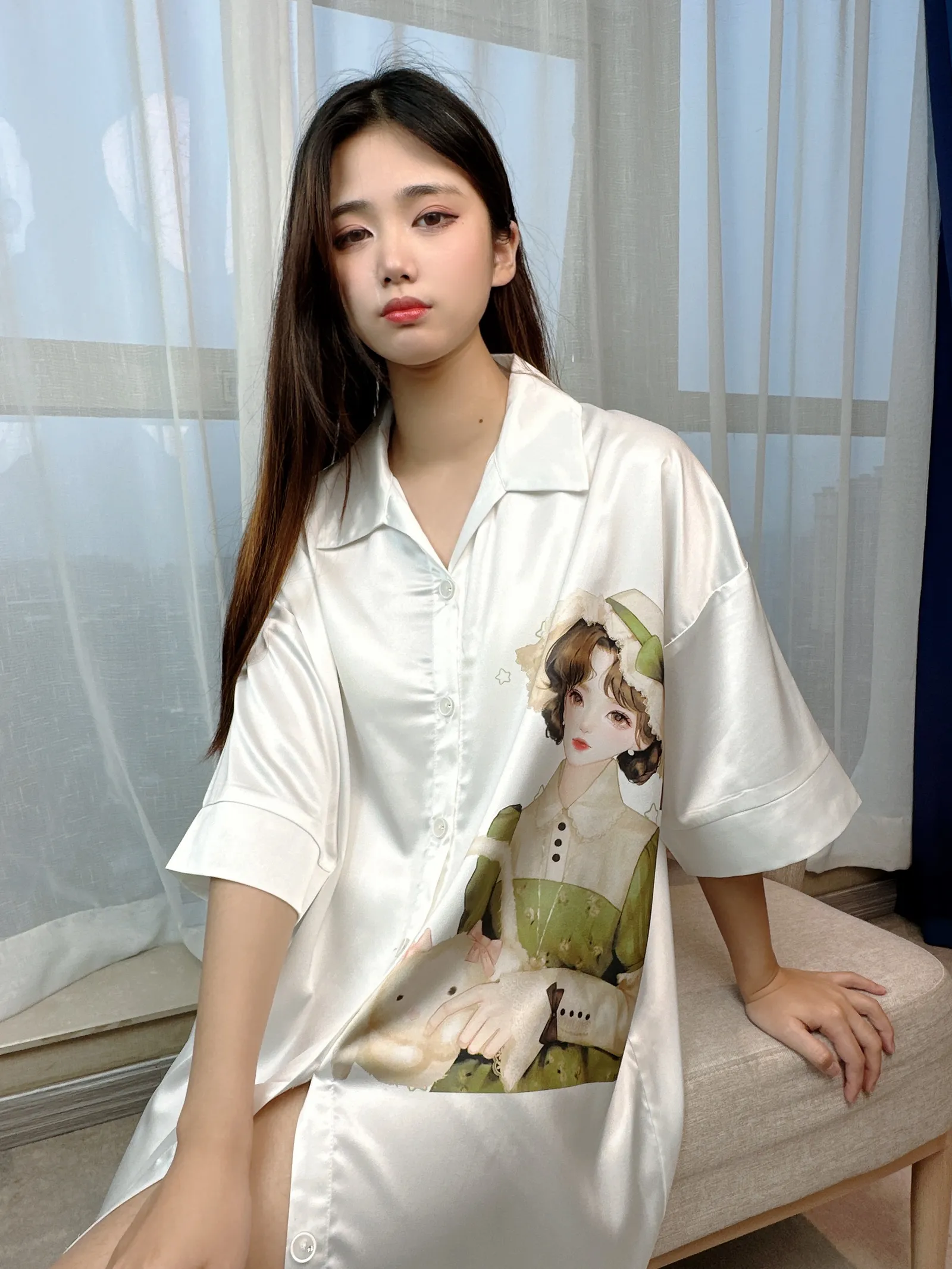 Europe & US Cross-Border Women's Second-Skin Ice Silk Nightgown, Light Luxury Midi Lounge Dress · Wholesale · OEM · Worldwide Shipping - Detail 19