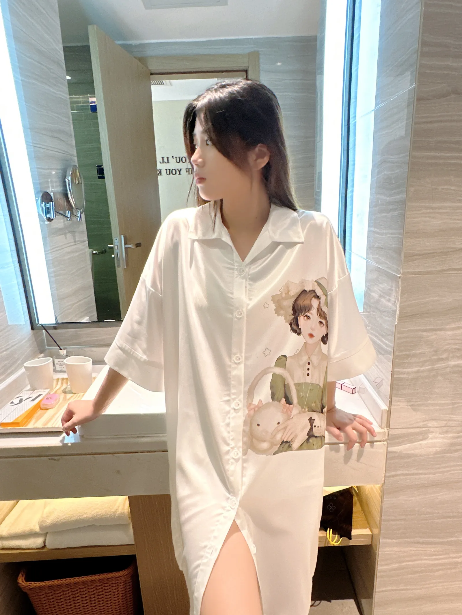 Europe & US Cross-Border Women's Second-Skin Ice Silk Nightgown, Light Luxury Midi Lounge Dress · Wholesale · OEM · Worldwide Shipping - Detail 12