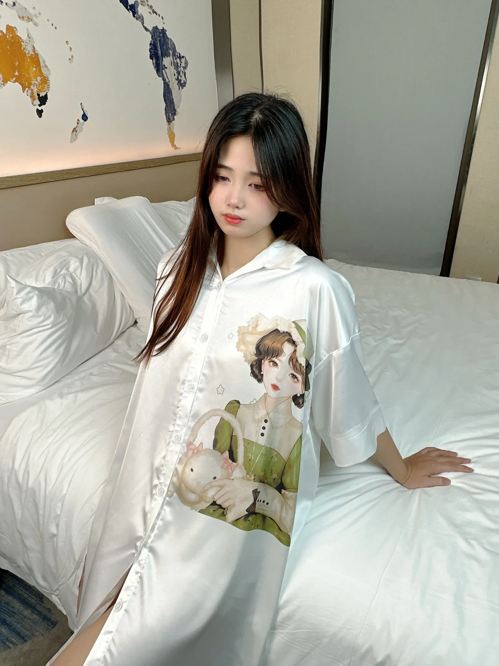 Europe & US Cross-Border Women's Second-Skin Ice Silk Nightgown, Light Luxury Midi Lounge Dress · Wholesale · OEM · Worldwide Shipping - Detail 4