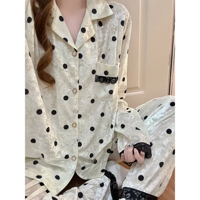 Hexin 16 Batch Winter New Women's Double Long Cardigan Lapel Pajamas Gold Velvet Smooth Comfortable Simple Homewear · Wholesale · OEM · Worldwide Shipping - Detail 5