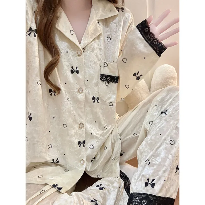 Hexin 16 Batch Winter New Women's Double Long Cardigan Lapel Pajamas Gold Velvet Smooth Comfortable Simple Homewear · Wholesale · OEM · Worldwide Shipping - Detail 3