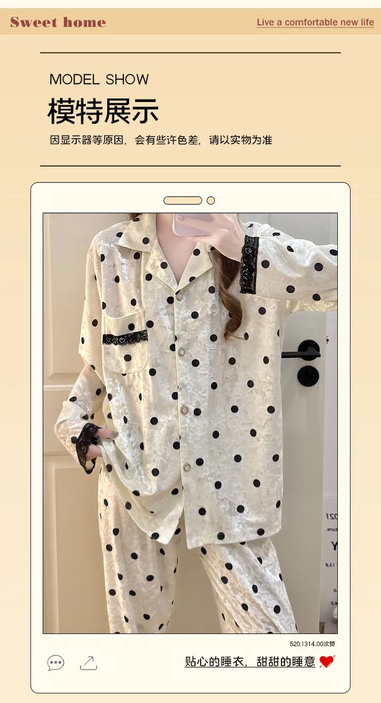 Hexin 16 Batch Winter New Women's Double Long Cardigan Lapel Pajamas Gold Velvet Smooth Comfortable Simple Homewear · Wholesale · OEM · Worldwide Shipping - Detail 11