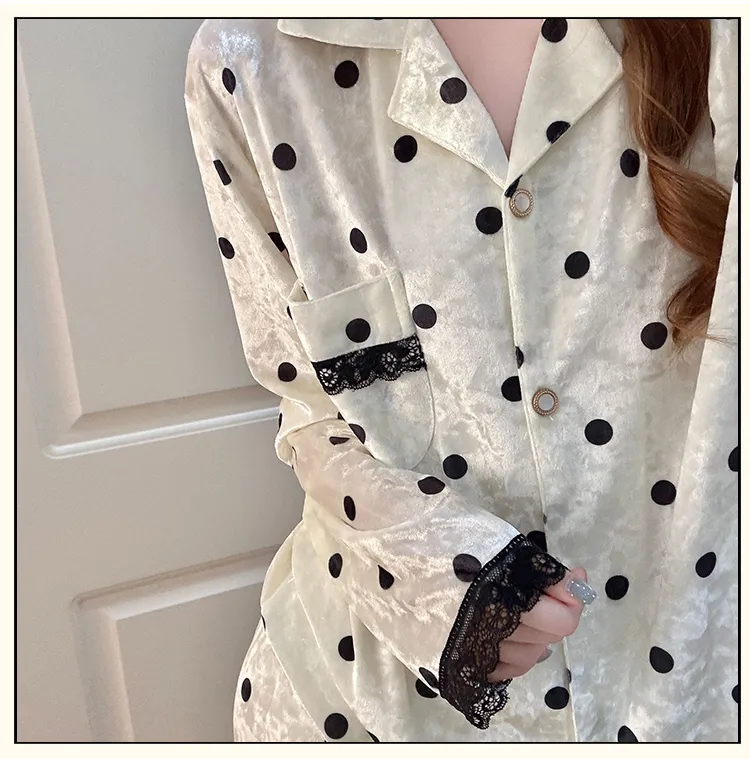 Hexin 16 Batch Winter New Women's Double Long Cardigan Lapel Pajamas Gold Velvet Smooth Comfortable Simple Homewear · Wholesale · OEM · Worldwide Shipping - Detail 15
