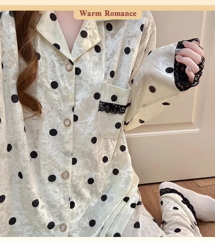 Hexin 16 Batch Winter New Women's Double Long Cardigan Lapel Pajamas Gold Velvet Smooth Comfortable Simple Homewear · Wholesale · OEM · Worldwide Shipping - Detail 12