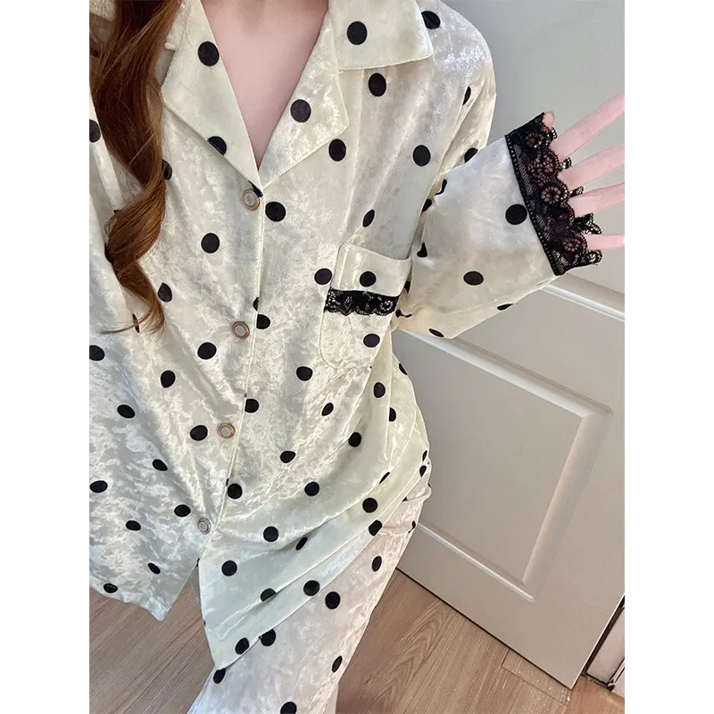 Hexin 16 Batch Winter New Women's Double Long Cardigan Lapel Pajamas Gold Velvet Smooth Comfortable Simple Homewear · Wholesale · OEM · Worldwide Shipping - View 3
