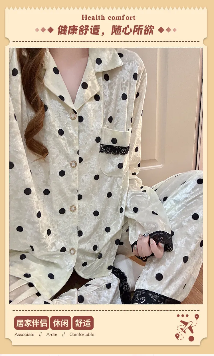 Hexin 16 Batch Winter New Women's Double Long Cardigan Lapel Pajamas Gold Velvet Smooth Comfortable Simple Homewear · Wholesale · OEM · Worldwide Shipping - Detail 6