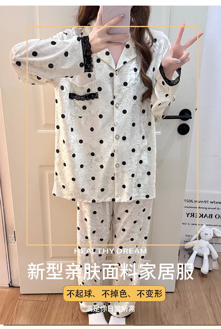Hexin 16 Batch Winter New Women's Double Long Cardigan Lapel Pajamas Gold Velvet Smooth Comfortable Simple Homewear · Wholesale · OEM · Worldwide Shipping - Detail 9