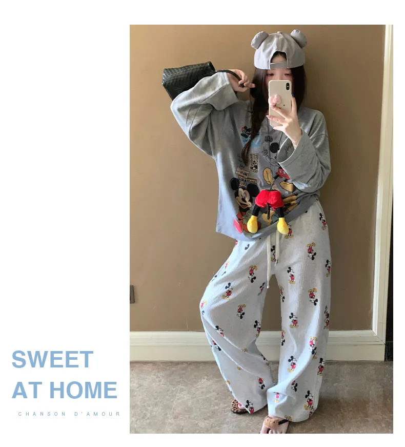 6535 Cotton 2026 Autumn Long-Sleeve Pajamas for Women Korean Style Loose Casual Wearable Loungewear Set · Wholesale · OEM · Worldwide Shipping - Detail 7