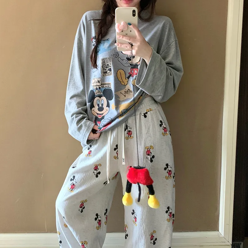 6535 Cotton 2026 Autumn Long-Sleeve Pajamas for Women Korean Style Loose Casual Wearable Loungewear Set · Wholesale · OEM · Worldwide Shipping - View 1