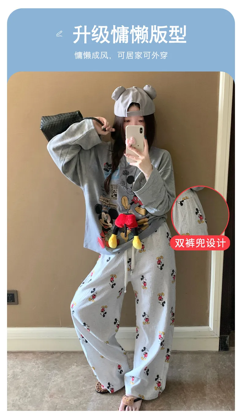6535 Cotton 2026 Autumn Long-Sleeve Pajamas for Women Korean Style Loose Casual Wearable Loungewear Set · Wholesale · OEM · Worldwide Shipping - Detail 3