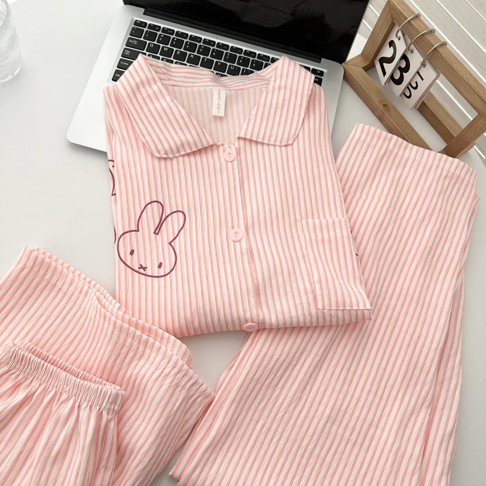 Cloud Cotton 3-Piece Set #Croissant Miffy Casual Pajama, Summer Short Sleeve Premium Loungewear Set · Wholesale · OEM · Worldwide Shipping - View 3
