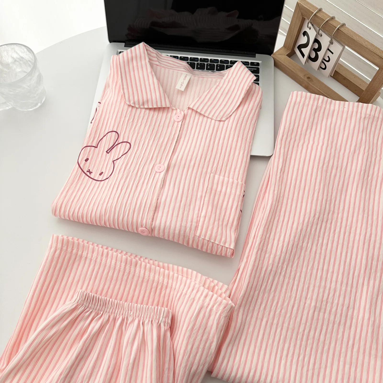 Cloud Cotton 3-Piece Set #Croissant Miffy Casual Pajama, Summer Short Sleeve Premium Loungewear Set · Wholesale · OEM · Worldwide Shipping - Detail 2