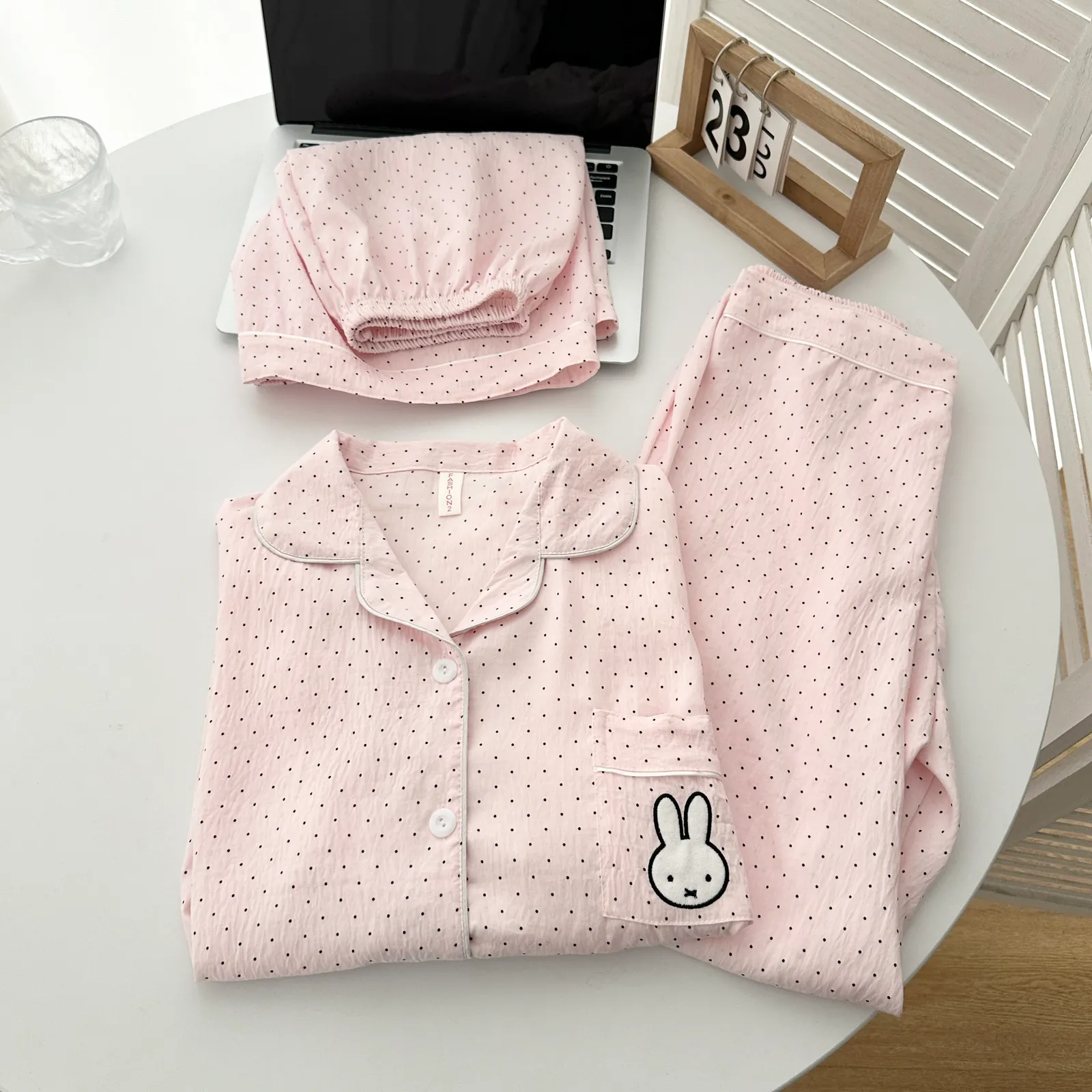 Cloud Cotton 3-Piece Set #Pink Dot Miffy Casual Pajama, Summer Short Sleeve Premium Loungewear Set · Wholesale · OEM · Worldwide Shipping
