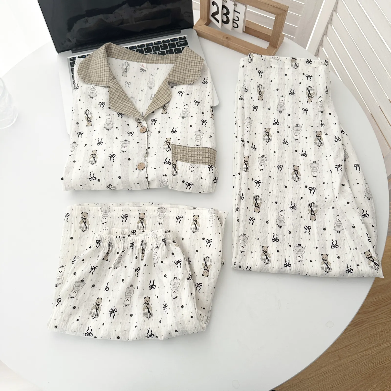 Cloud Cotton 3-Piece Set #Dance Party Bear Casual Pajama, Summer Short Sleeve Premium Loungewear Set · Wholesale · OEM · Worldwide Shipping