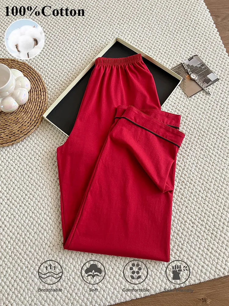 170g 100% Pure Cotton Women's Pajama Set, Long Sleeve Top and Long Pants, Spring/Summer Loungewear, US/EU Sizes · Wholesale · OEM · Worldwide Shipping - Detail 1