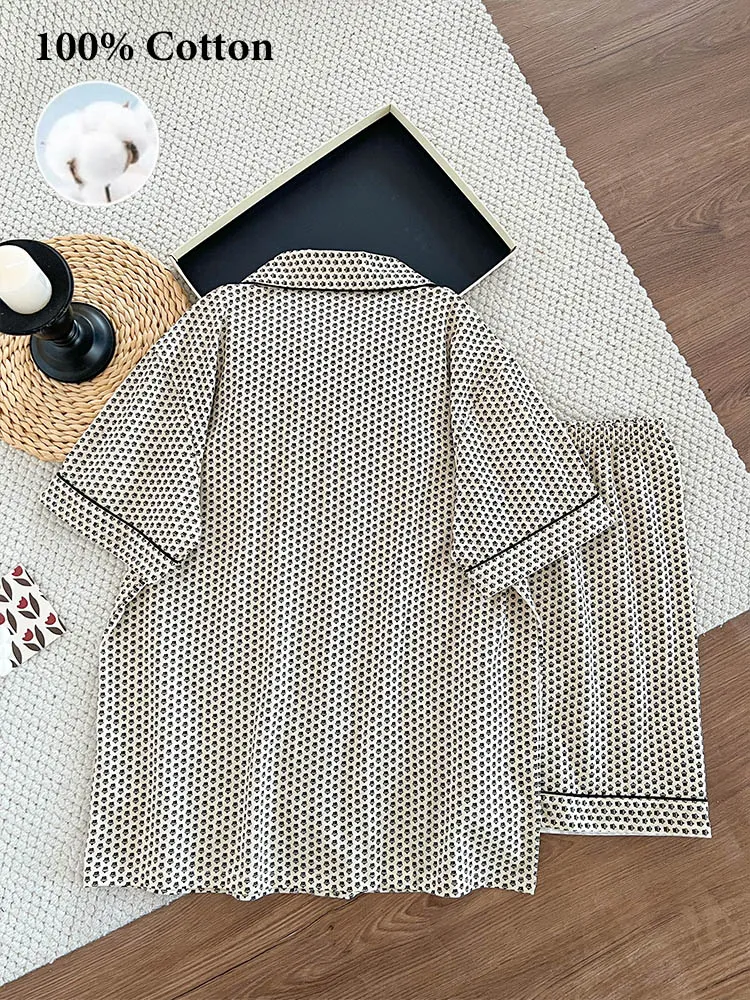 Cross-Border Europe & US Men's All-Over Print Pure Cotton Pajama Set, Short Sleeve and Shorts, Loose Breathable Wearable-Outside Summer Loungewear · Wholesale · OEM · Worldwide Shipping - Detail 4