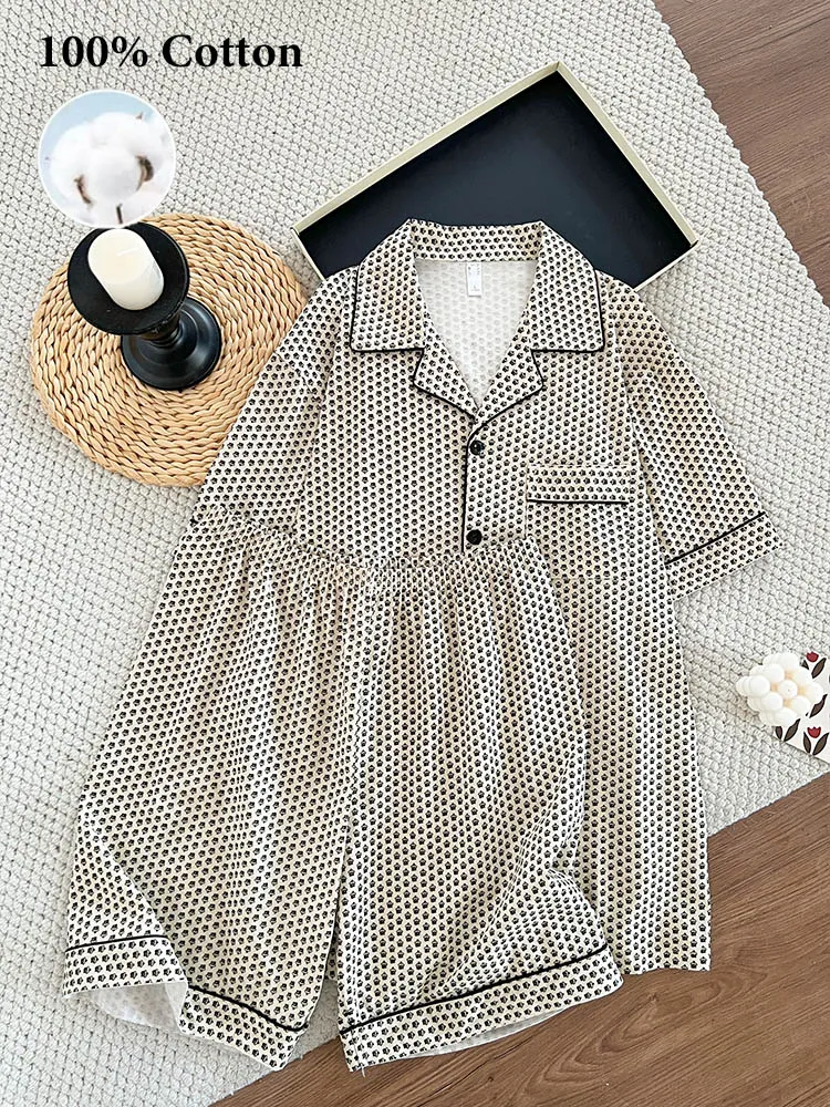 Cross-Border Europe & US Men's All-Over Print Pure Cotton Pajama Set, Short Sleeve and Shorts, Loose Breathable Wearable-Outside Summer Loungewear · Wholesale · OEM · Worldwide Shipping - Detail 8
