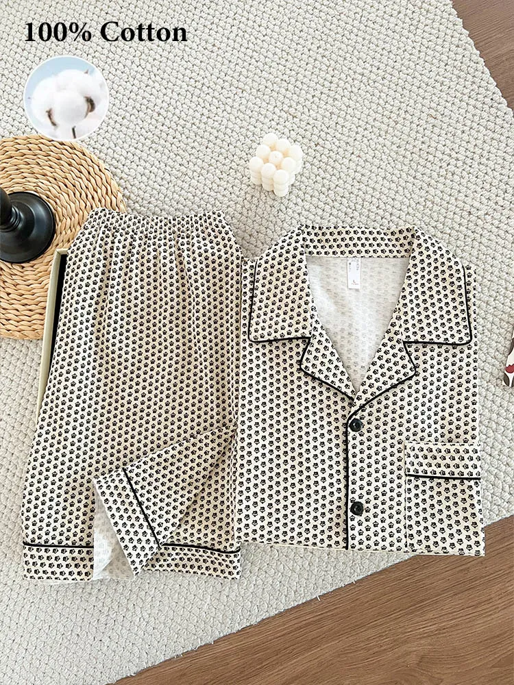 Cross-Border Europe & US Men's All-Over Print Pure Cotton Pajama Set, Short Sleeve and Shorts, Loose Breathable Wearable-Outside Summer Loungewear · Wholesale · OEM · Worldwide Shipping - Detail 3