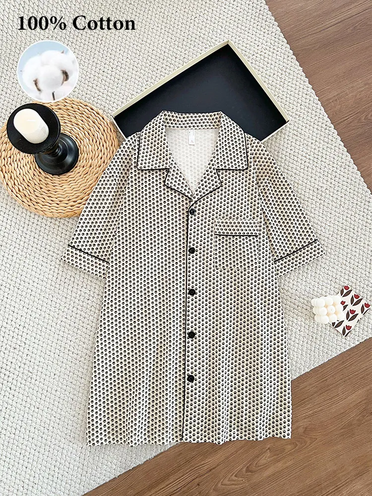 Cross-Border Europe & US Men's All-Over Print Pure Cotton Pajama Set, Short Sleeve and Shorts, Loose Breathable Wearable-Outside Summer Loungewear · Wholesale · OEM · Worldwide Shipping - Detail 11