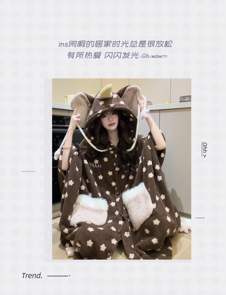 Orange Heart Mousse Fleece Bathrobe Women's Winter New Style Thickened Warm Sweet Cute Hooded · Wholesale · OEM · Worldwide Shipping - Detail 5