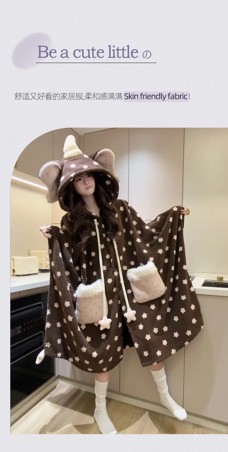Orange Heart Mousse Fleece Bathrobe Women's Winter New Style Thickened Warm Sweet Cute Hooded · Wholesale · OEM · Worldwide Shipping - Detail 4