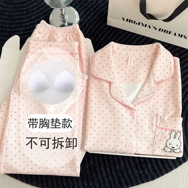 Piyama Wanita Musim Gugur Musim Dingin Coral Fleece Berbulu Tebal Lengan Panjang Musim Semi Musim Gugur Set Pakaian Rumah · Grosir · OEM · Pengiriman Global - Detail 2